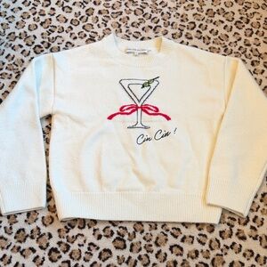 English Factory Cream Sweater with Martini Design